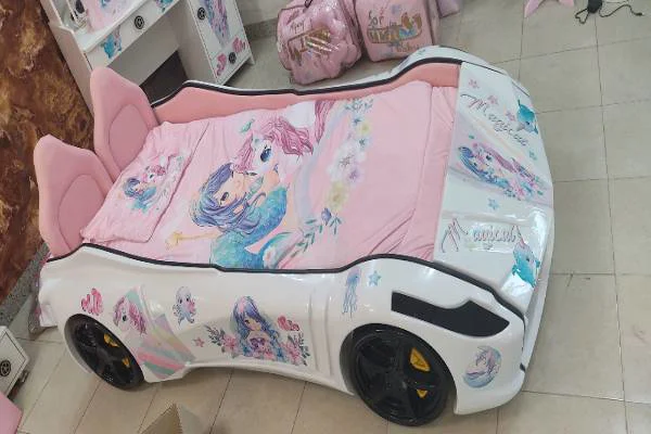  تخت خواب ماشینی دخترونه صورتی 