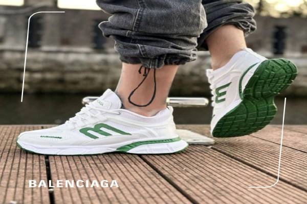 کفش اسپرت مردانه بالنسیگا سفید سبز مدل 1770